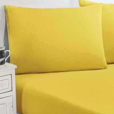 Jogo De Cama Malha Lençol 100% Algodão Gran Moratta 3 Peças King - Amarelo.