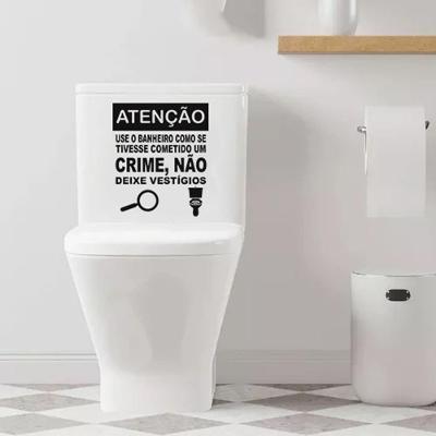 Adesivo Vinil Decorativo Tampa De Vaso Sanitário Não Deixe Vestígios Cor Preto