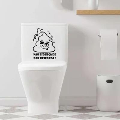 Adesivo Vinil Decorativo Tampa De Vaso Sanitário Não Esqueça De Dar Descarga Cor Preto