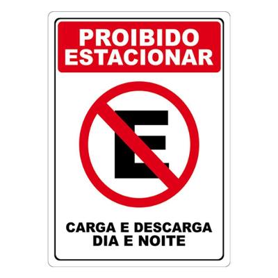Adesivo Proibido Estacionar Carga E Descarga Dia E Noite Cor Vermelho