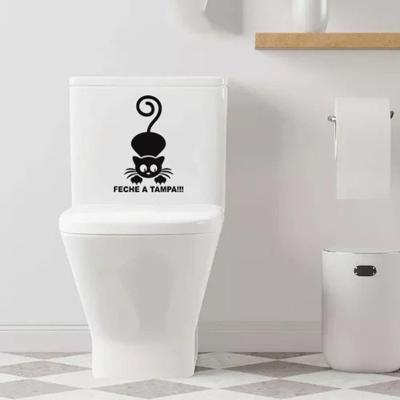 Adesivo Vinil Decorativo Tampa De Vaso Sanitário Feche A Tampa Cor Preto