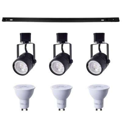 Kit Trilho 1m + 3 Spots Classic Preto + 3 Lâmpadas Gu10 6w - Nordecor 6000k (branco Frio)