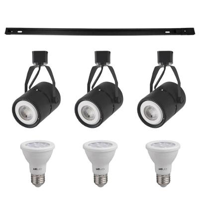 Kit Trilho 1m + 3 Spots Classic Preto + 3 Lâmpadas Par20 9w - Nordecor 6000k (branco Frio)
