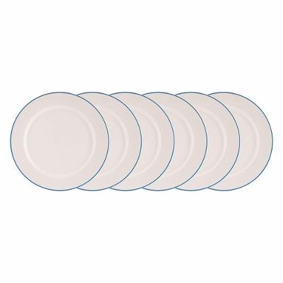 Jogo De Pratos Rasos 6 Pcs Filete Porcelana Real By Schmidt Azul