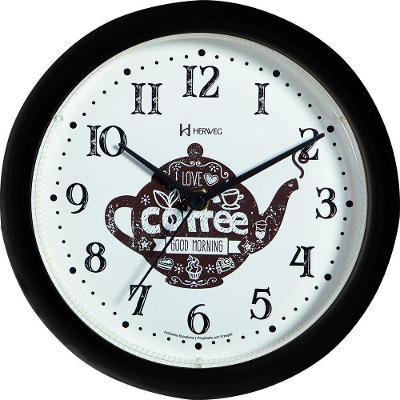 Relógio Parede Pequeno Herweg Cozinha Café 660061 Preto