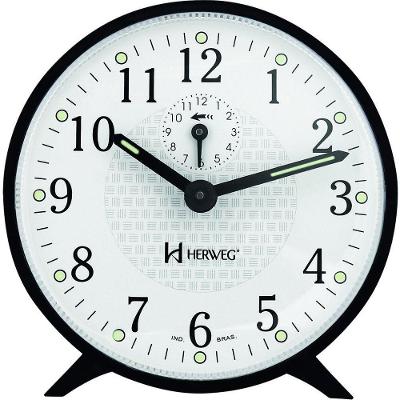 Relogio Despertador Herweg 2220 Mecânico A Cordas Preto