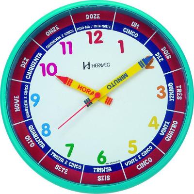 Relógio Parede 25cm Herweg Educativo Infantil 6690 Azul