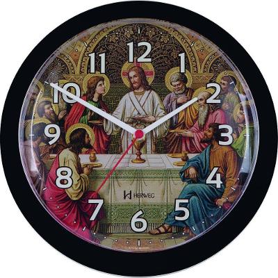Relogio De Parede Herweg Redondo Imagem Santa Ceia 6697 Preto