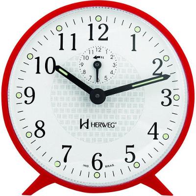 Relogio Despertador Herweg 2220 Mecânico A Cordas Vermelho