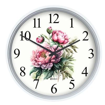 Relógio Parede Herweg Quartz 22cm Nacional 660126 Flores Branco - Branco