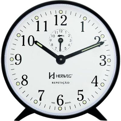 Relógio Despertador Antigo A Cordas Herweg 2320 Preto