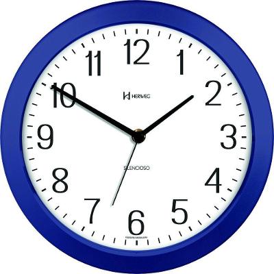 Relógio De Parede Herweg 660043 Silencioso 26cm Azul