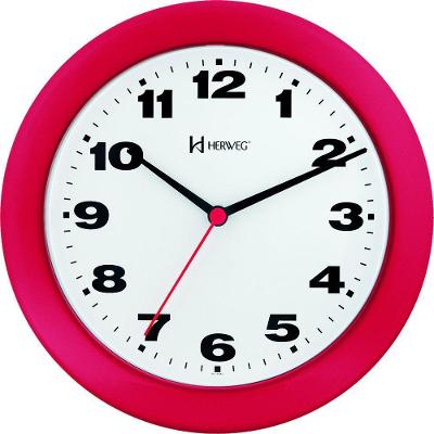 Relógio De Parede 21cm Plástico 6103 Herweg Vermelho