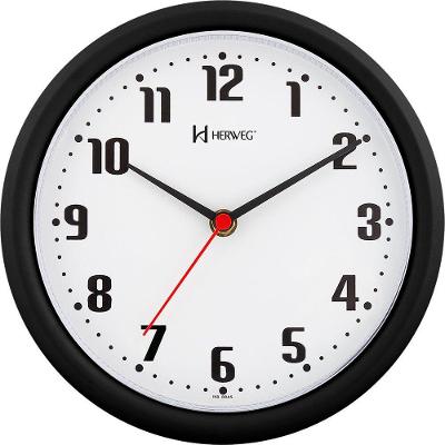 Relógio De Parede 22 Cm Herweg 6102 Diversas Cores Preto