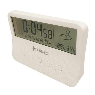 Relógio Despertador Herweg Digital Mini Estação Tempo 2986 Branco - Branco