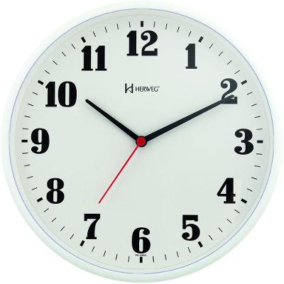 Relógio De Parede Preto 26cm Com Tic-tac Herweg 6126 Branco