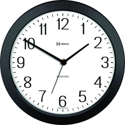 Relógio De Parede Herweg 660043 Silencioso 26cm Preto