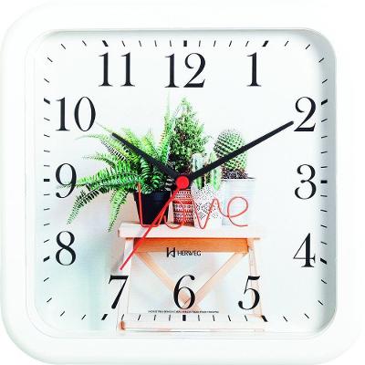 Relógio De Parede Quadrado Herweg 660053 23cm Branco