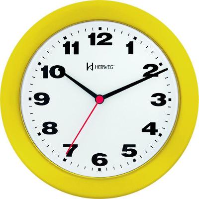 Relógio De Parede 21cm Plástico 6103 Herweg Amarelo