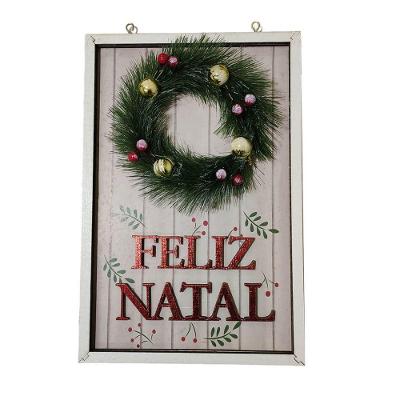 Quadro Decorativo Natalino Feliz Natal Guirlanda Com Bolinhas Ornamentaçao Parede Porta