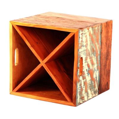 Adega 12 Garrafas Modelo Caixote 40 Cm Madeira Maciça Com Pátina