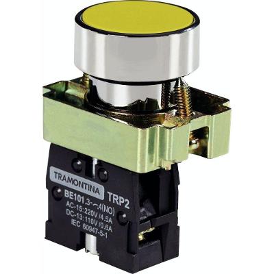 Botão De Impulso Tramontina Trp2-ba51 1na Amarelo Com Base De Metal Tramontina