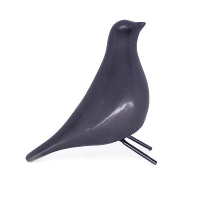 Escultura Pássaro Pomba Cerâmica Para Escritório Preto 15 Cm F04 - D'rossi