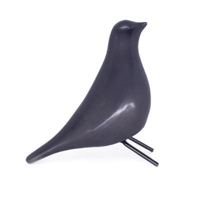 Escultura Pássaro Decorativo Em Cerâmica Para Sala Preto 21 Cm F04 - D'rossi