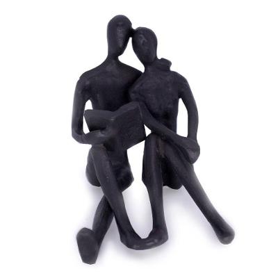 Escultura Decorativa Casal Sentado Em Metal Preto 12 Cm F04 - D'rossi