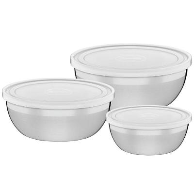 Jogo De Potes Em Aço Inox Com Tampa Plástica Tramontina Freezinox 3 Peças