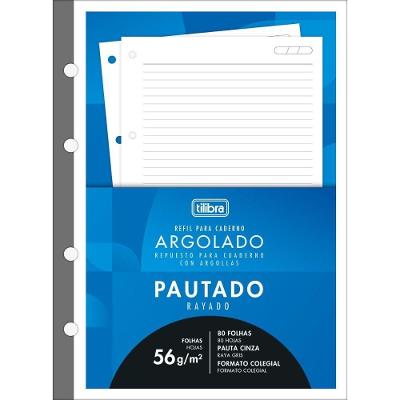 Refil Tiliflex Para Caderno Argolado Universitário Pauta Cinza 80 Folhas 56g/m² Tilibra