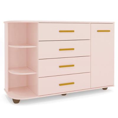 Cômoda Infantil Com Cantoneira E 4 Gavetas 100% Mdf New Lorena Rosê Phoenix