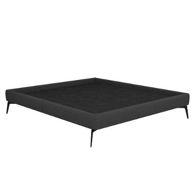Cama Casal 145cm Pés Metálicos Elisa S05 Linho Preto