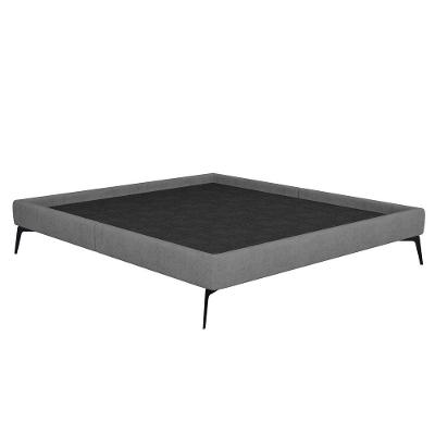 Cama Casal King 199cm Pés Metálicos Elisa S05 Veludo Cinza