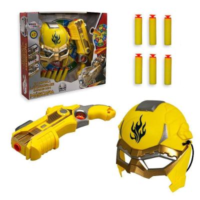 Kit Pistola Lançadora Dardos Com Máscara - Amarelo