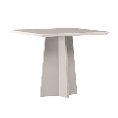 Mesa De Jantar Para 4 Lugares 90cm Tampo Quadrado Com Vidro Anitta Off White