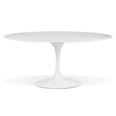 Mesa De Jantar Saarinen Oval 120x80 Cm Mármore Branco Extra Base Branca