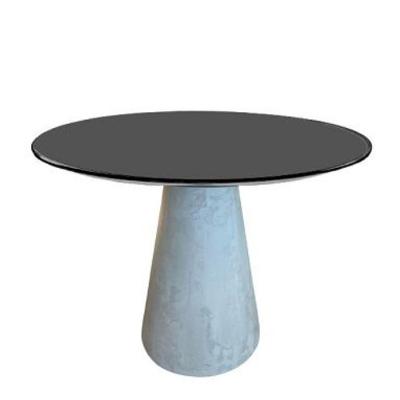Mesa De Jantar Cone Cimento Queimado 100 Cm Tampo Laqueado Preto