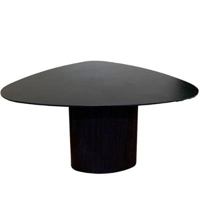Mesa De Jantar Cone Orgânica Redonda 90x93 Cm Base ébano Tampo ébano