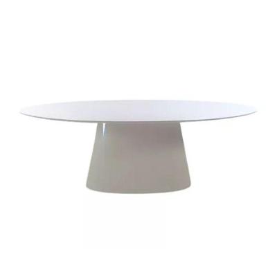 Mesa De Jantar Cone Oval 198x122 Cm Laqueada Cores Branco