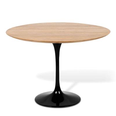 Mesa De Jantar Tulipa Saarinen Redonda 100 Cm Tampo Freijó Cores Preto