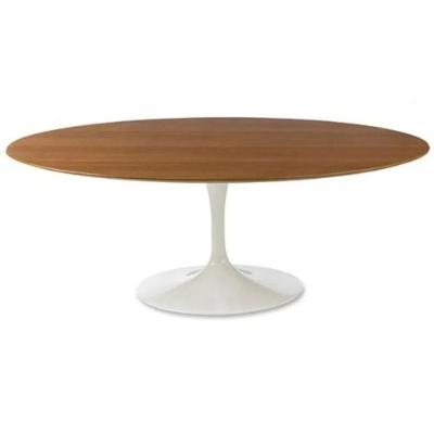 Mesa De Jantar Tulipa Saarinen Oval 120x80 Cm Tampo Freijó Cores Branco