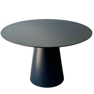 Mesa De Jantar Cone Redonda 140 Cm Base Madeira ébano Tampo ébano