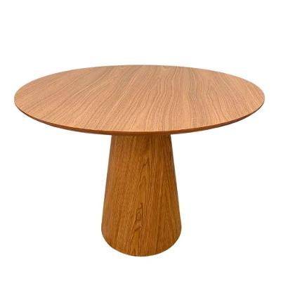 Mesa De Jantar Cone Redonda 90 Cm Base Madeira Freijó Tampo Freijó