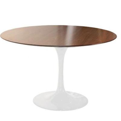 Mesa De Jantar Tulipa Saarinen Redonda 150 Cm Tampo Imbuia Base Branca