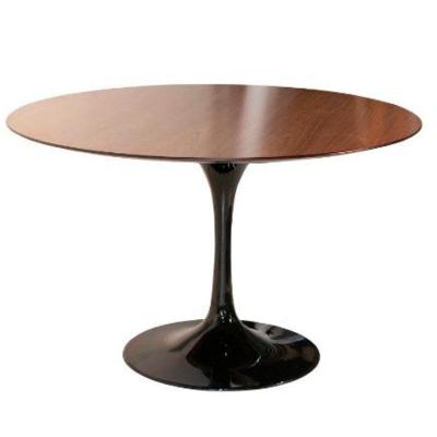 Mesa De Jantar Tulipa Saarinen Redonda 140 Cm Tampo Imbuia Base Preta