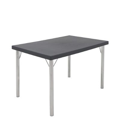 Mesa Tramontina 119 X 79 Cm Beta Em Polipropileno Grafite Com Base Em Alumínio Polido