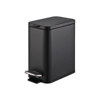 Lixeira Retangular C- Pedal E Balde 5 L Aço Carbono Cor Preto Linha Frame Brinox