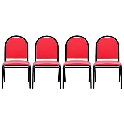 Kit 4 Cadeiras Hoteleiras Auditório Empilhável Sintético M23 Vermelho - Mpozenato