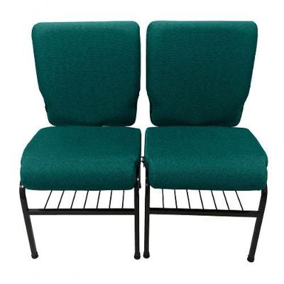 02 Cadeiras Para Igrejas C/ Porta Biblía E Porta Cálice Verde.